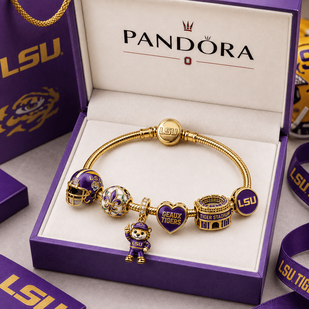 LSUT Gold Charm Bracelet Set PTT