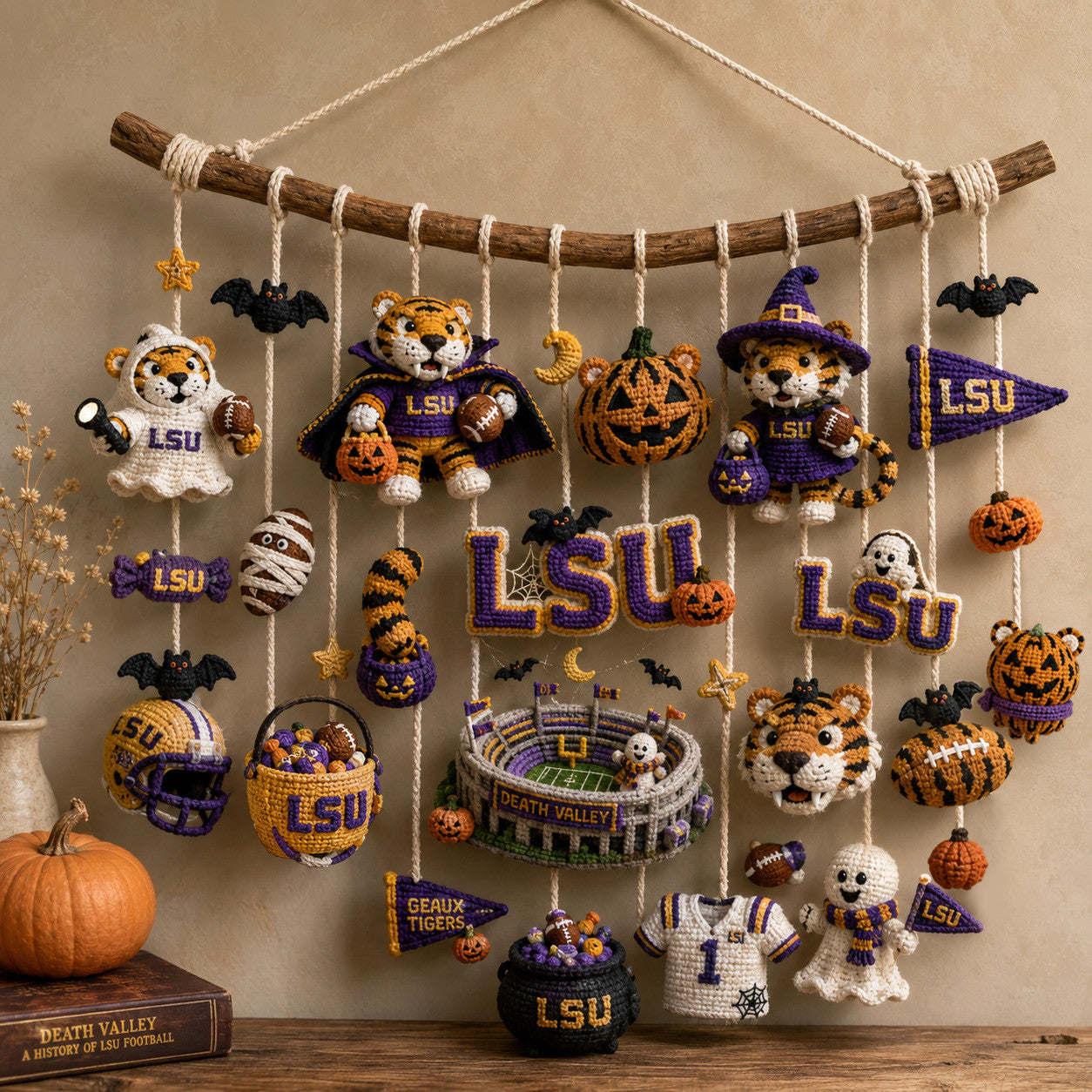 LSU Halloween Crochet Wall Hanging HTTT