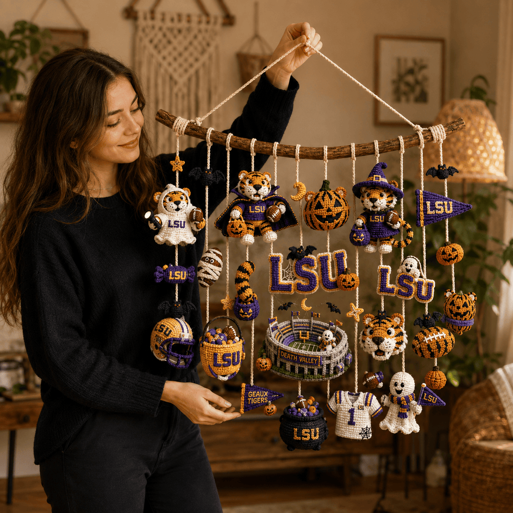 LSU Halloween Crochet Wall Hanging HTTT