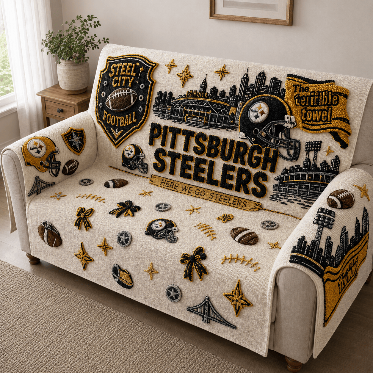 PBS Tufted Sofa Cover & Pillow Set DNBN