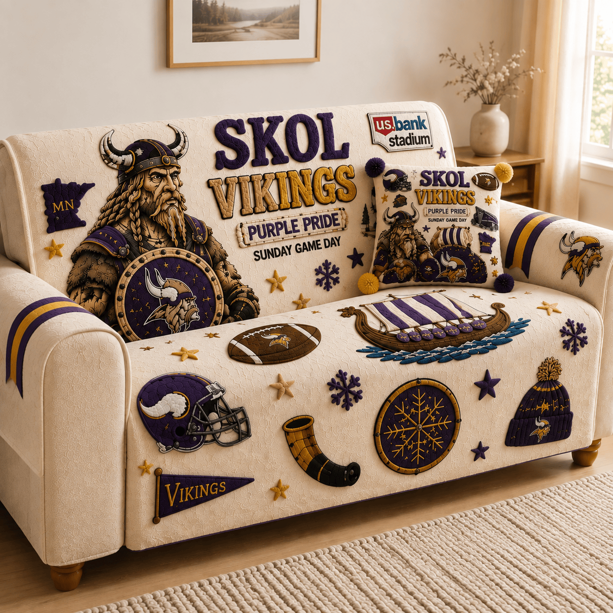 MNV Tufted Sofa Cover & Pillow Set DNBN