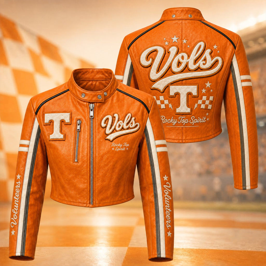 Premium TVF Cropped Leather Zipper Jacket TNSM
