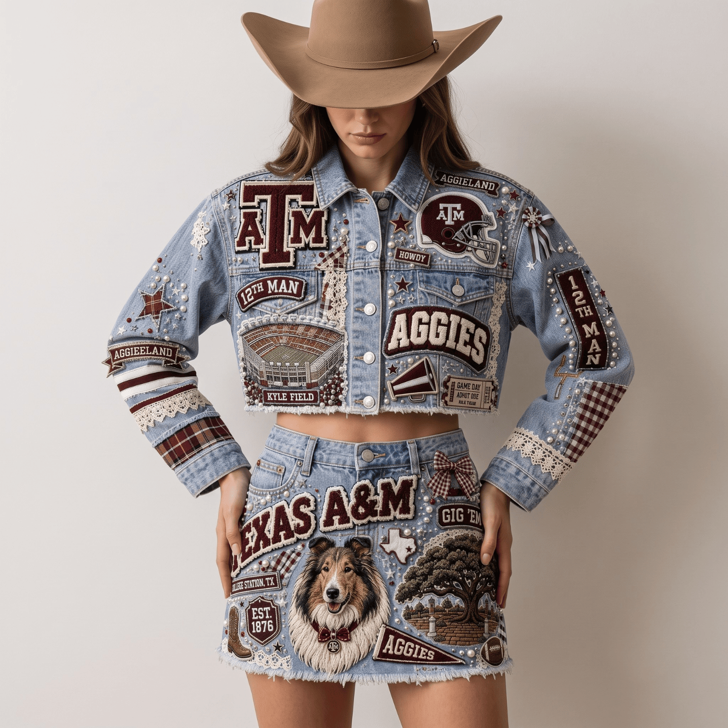 TAMA Embellished Denim Set NTKO