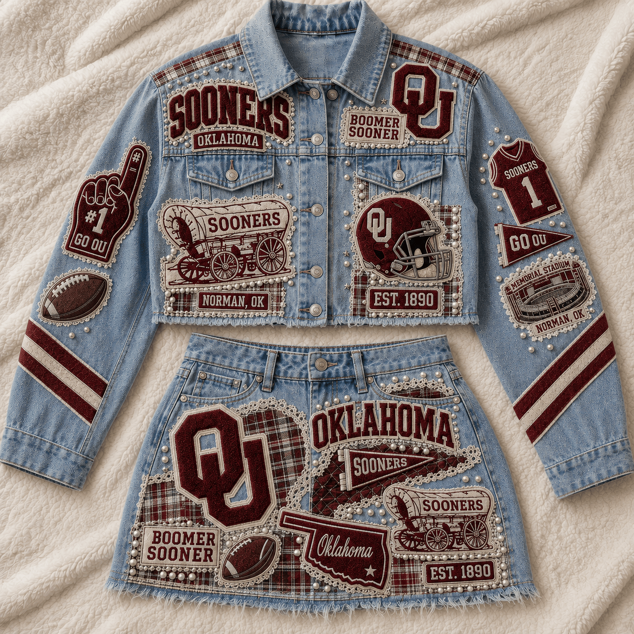 OSN Embellished Denim Set NTKO